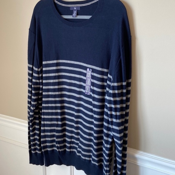 Nwot Mens GAP Navy and Grey Stripe Sweater XXL - Picture 3 of 7